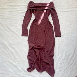 Burgundy dress Cozy Grunge Fairy Dark Romance Whimsigoth off the shoulder